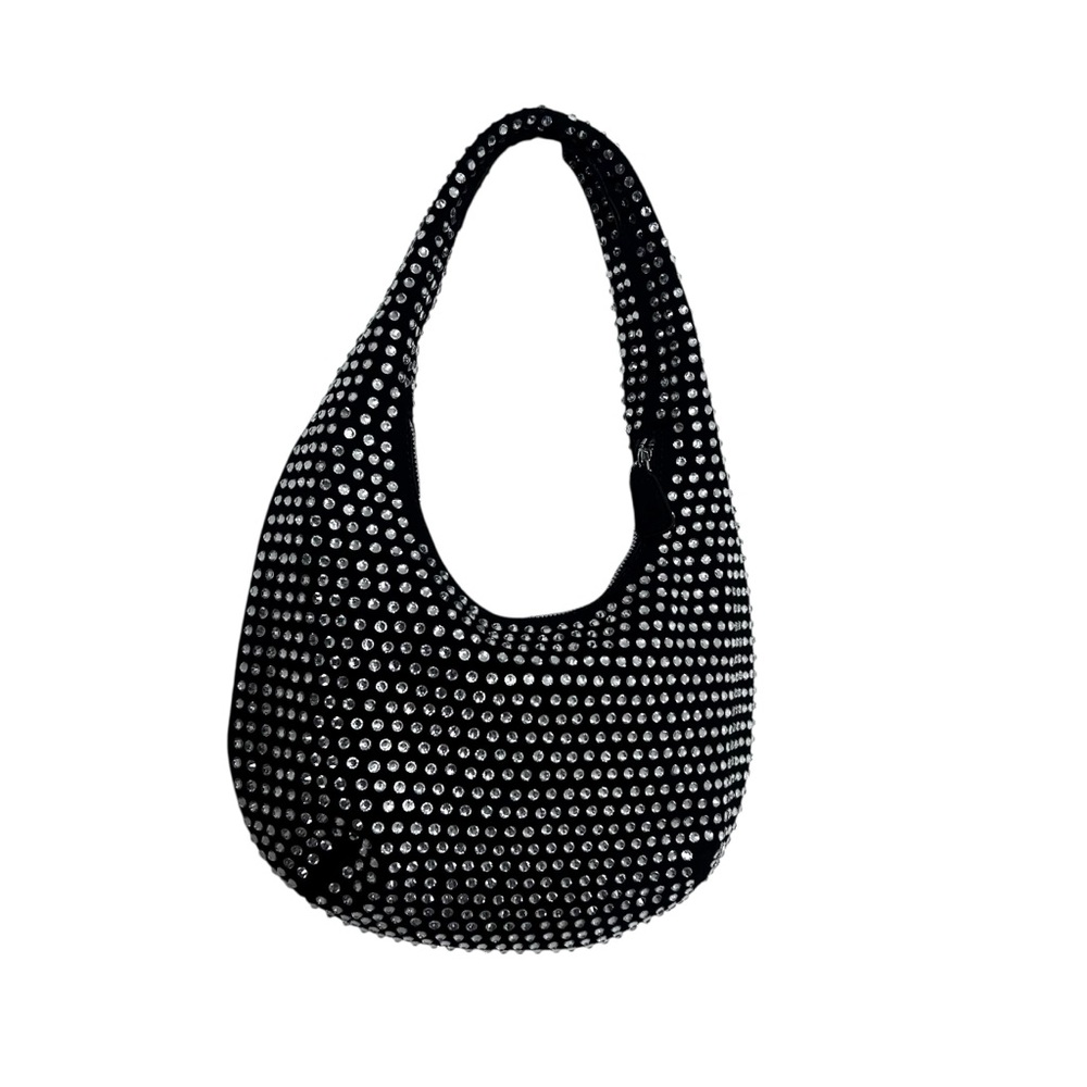 Madewell Medium Crystal Embellished Oiled Suede Top Handle Bag Black - Picture 5 of 6